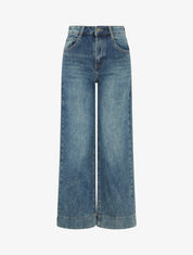 Jean wide leg à taille haute - Bleu moyen - 1