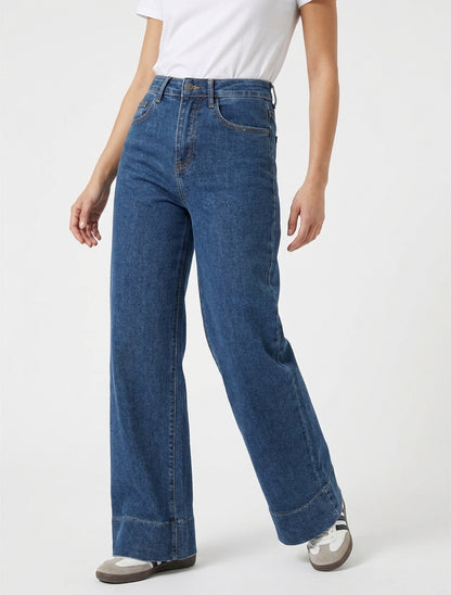 Jean wide leg à 5 poches - Bleu denim