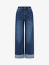 Jean coupe wide leg à ourlet - Bleu denim - 1