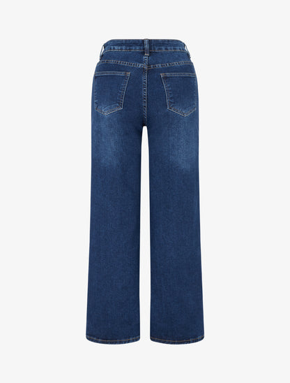 Jean wide leg à boutonnage croisé - Bleu denim - 2