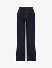 Jean taille haute coupe wide leg - Bleu brut - 1