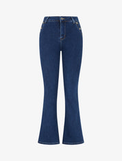 Jean flare à poches boutonnées - Bleu denim - 1