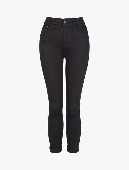 Jean slim stretch à taille haute - Noir - 4