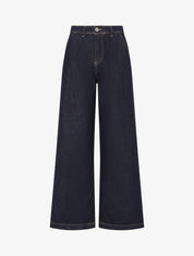Jean wide leg grande taille à taille élastiquée - Bleu brut - 1