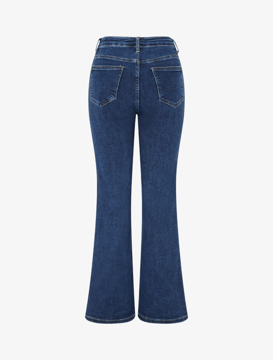 Jean wide leg à broderies motif noeud - Bleu - 2