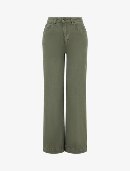 Jean uni wide leg - Kaki - 1