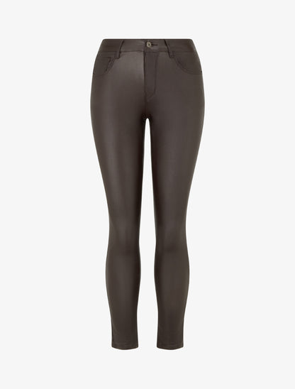 Jean skinny effet ciré - Marron - 1