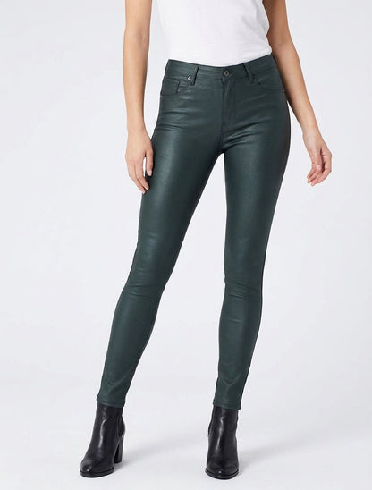 Jean skinny à fermeture zippée - Vert foncé