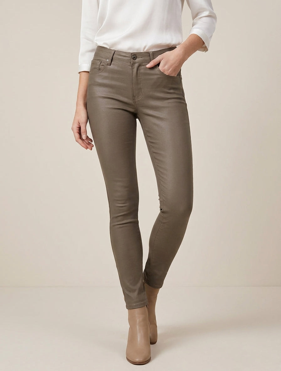 Jean skinny taille standard 5 poches - Taupe foncé