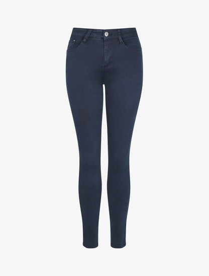Jean slim uni taille haute - Bleu - 4