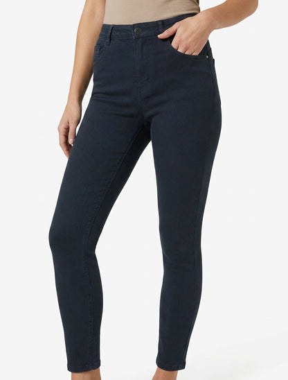 Jean slim taille haute 5 poches - Bleu nuit