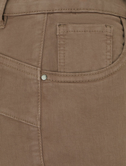 Jean slim uni à taille haute - Taupe foncé - 3