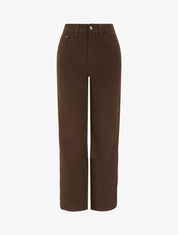 Jean wide leg uni à taille haute - Marron - 1