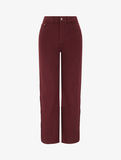 Jean wide leg uni à taille haute - Bordeaux - 1