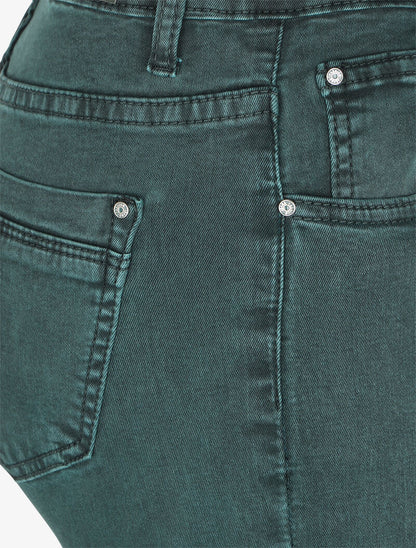 Jean slim uni taille haute - Vert canard - 3