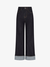 Jean wide leg à revers - Bleu brut - 1