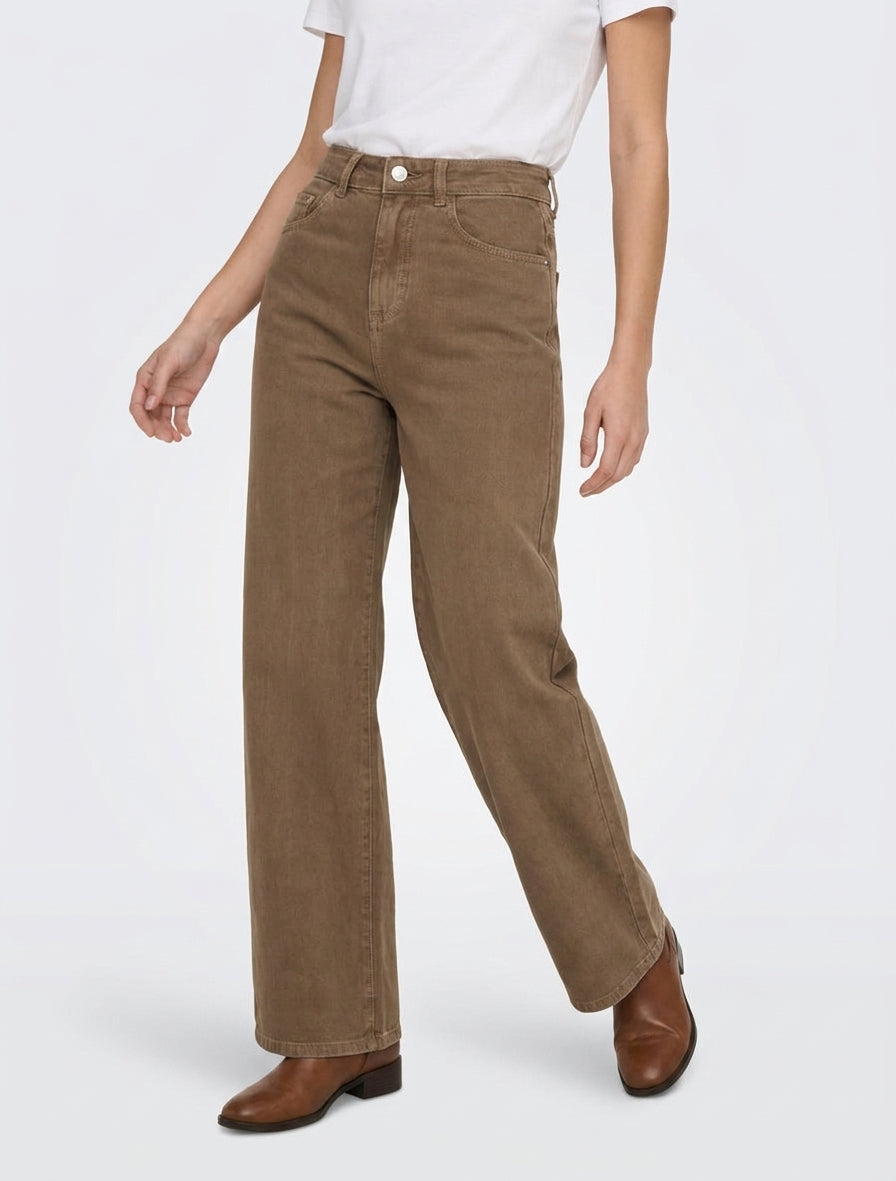 Jean wide leg taille haute - Camel