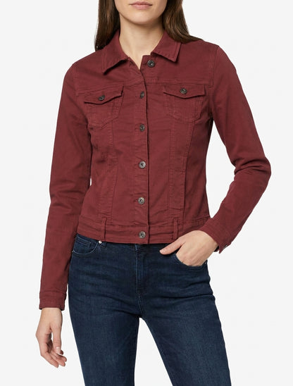 Veste en jean col à pied - Bordeaux