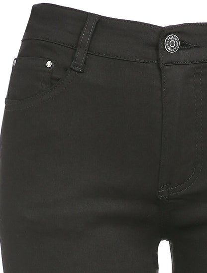 Jean slim uni à taille standard - Noir - 3