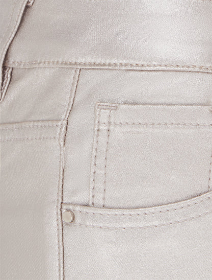Pantalon slim en simili effet enduit - Argent rosé - 3