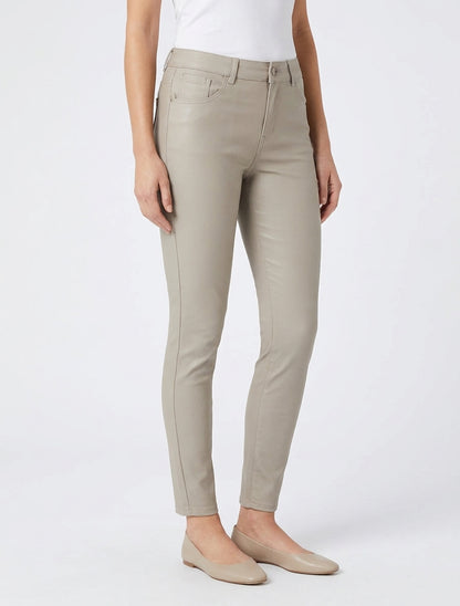 Pantalon slim 5 poches effet enduit - Beige