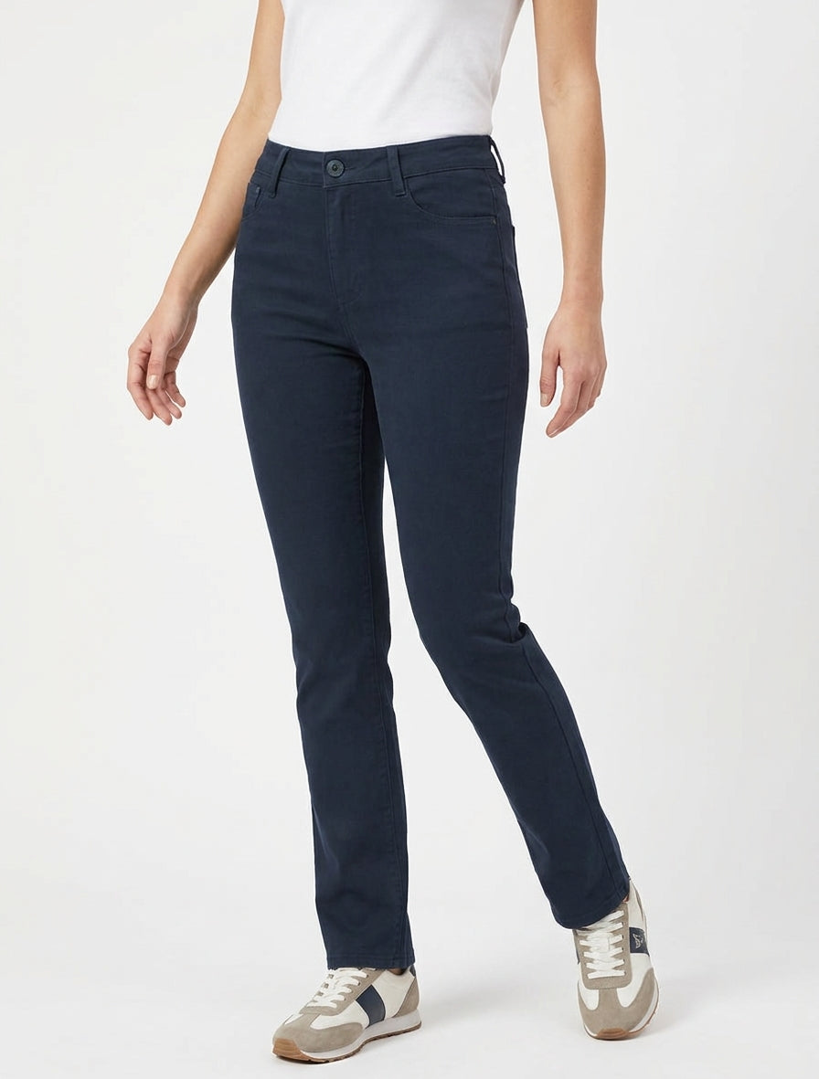 Jean droit taille haute - Marine