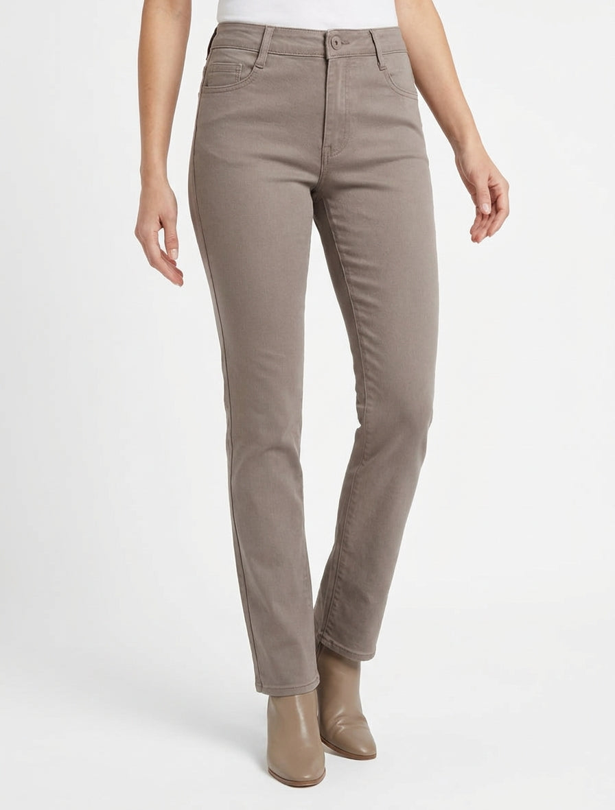 Jean droit taille haute - Taupe