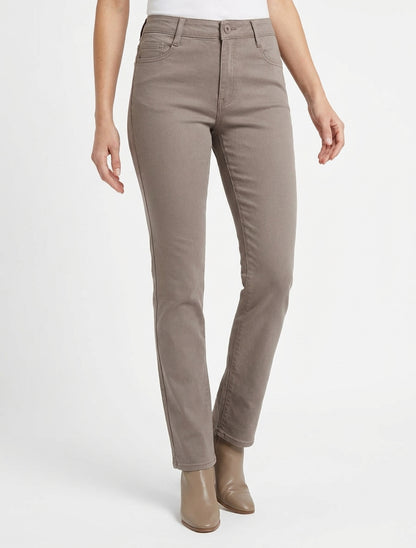 Jean droit taille haute - Taupe