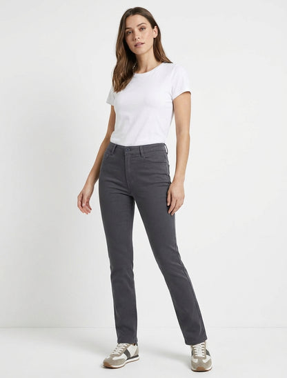 Jean droit taille haute - Gris foncé