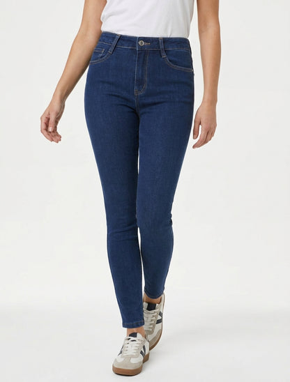 Jean skinny taille haute polaire - Bleu brut