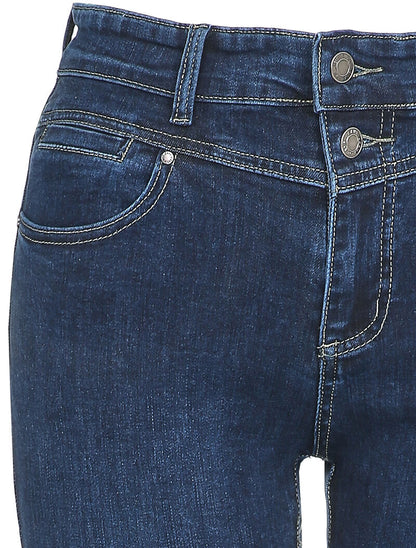 Jean slim taille standard à fermeture à 2 boutons - Bleu - 3
