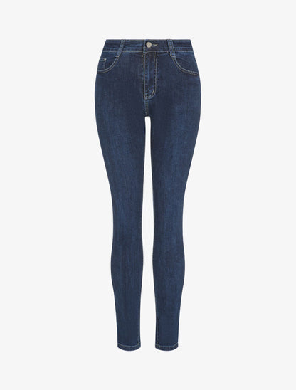 Jean droit stretch à taille standard - Bleu denim - 1