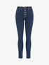 Jean slim à taille haute boutonnée - Bleu denim - 1