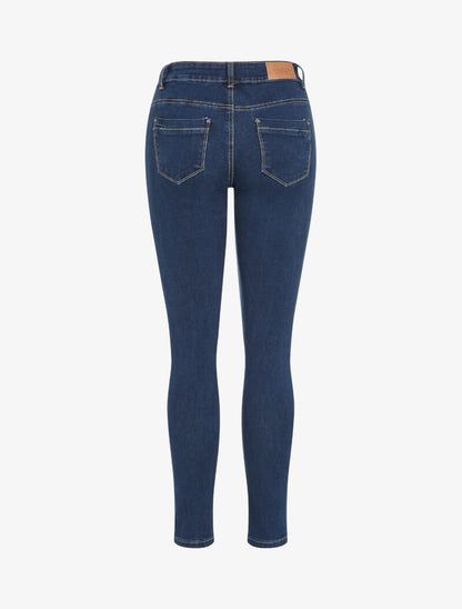 Jean slim à taille haute boutonnée - Bleu denim - 2