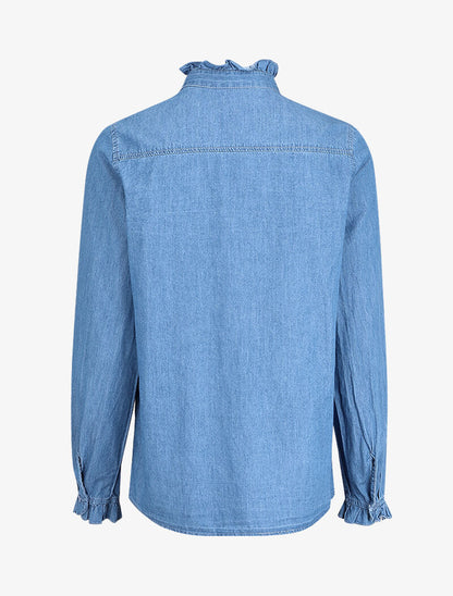 Chemise en jean volantée - Bleu denim - 2