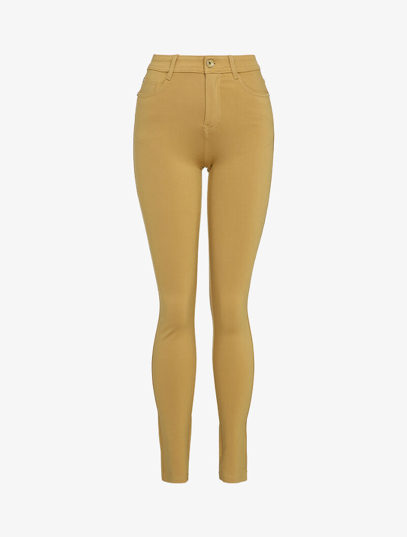 Pantalon stretch basique - Moutarde - 1