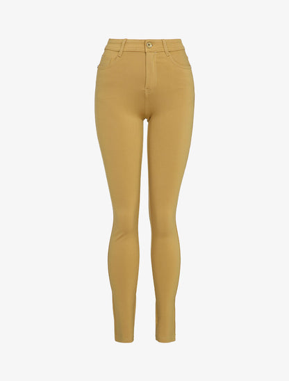 Pantalon stretch basique - Moutarde - 1