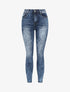 Jeans slim délavé à taille haute - Bleu - 3