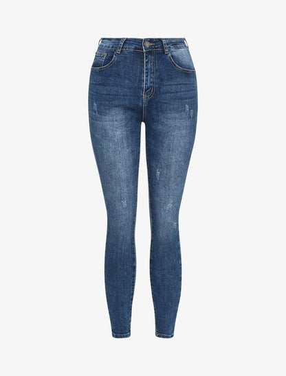 Jean slim délavé et griffé - Bleu denim - 3