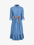 Robe longue volantée en jean - Bleu denim - 1