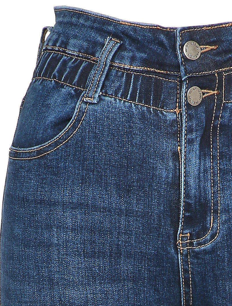 Jean skinny à taille élastiquée - Bleu denim - 3