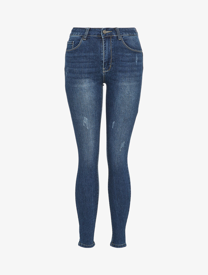 Jean skinny griffé - Bleu denim - 1