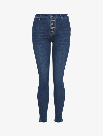 Jean skinny boutonné - Bleu denim - 1