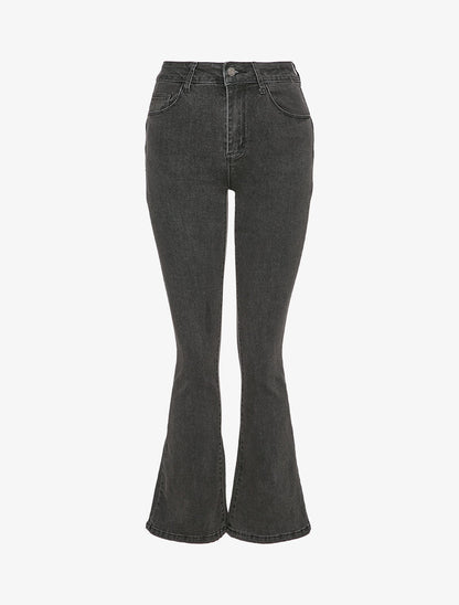 Jean stretch coupe flare - Gris foncé - 1