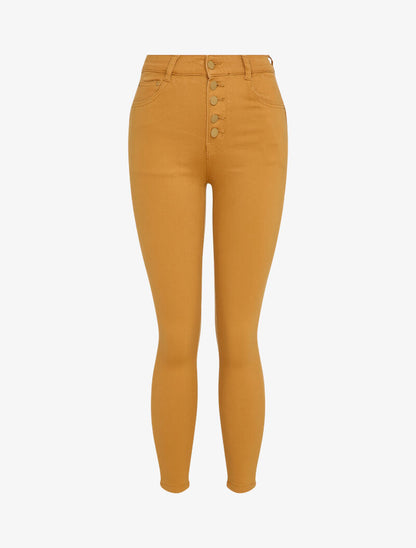 Jean skinny boutonné - Moutarde - 4