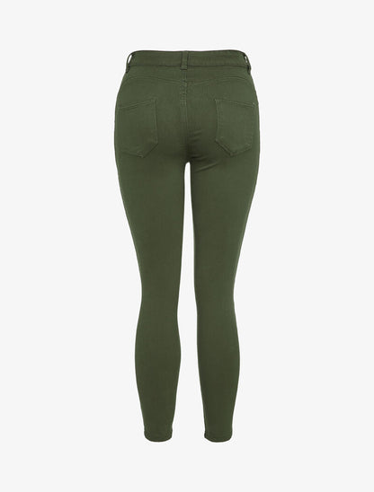 Jean skinny boutonné - Kaki - 2