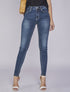 Jean skinny délavé à coutures stylisées - Bleu denim - 5
