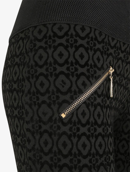 Legging ultra skinny à motifs baroque effet velours - Noir - 3