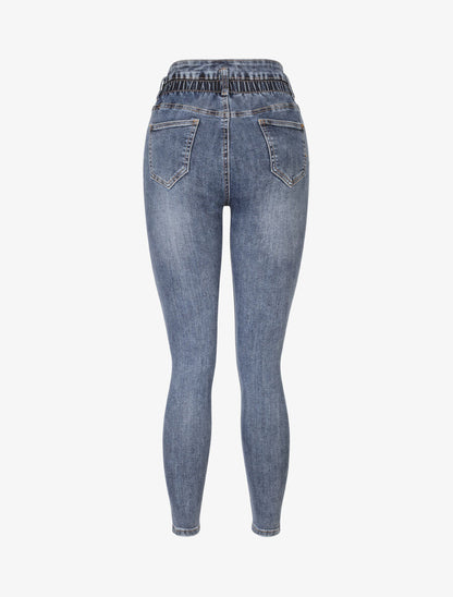 Jean ultra skinny à taille élastiquée - Bleu - 2