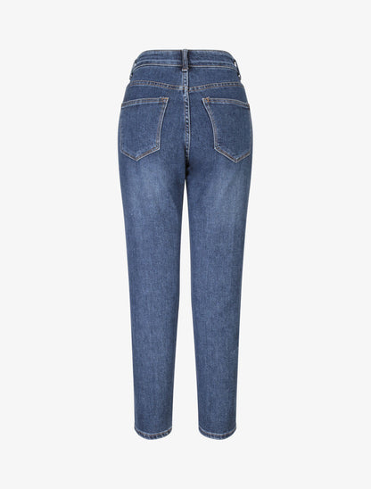 Jeans mom à fermeture boutonnée - Bleu denim - 2